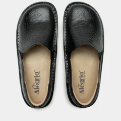 Debra Black Embossed Rose Shoe