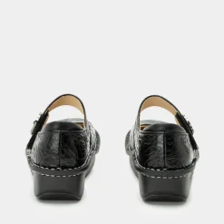 Paloma Black Embossed Rose Mary Jane