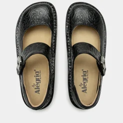Paloma Black Embossed Rose Mary Jane